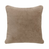 Super soft faux fur pillow in Taupe upclose