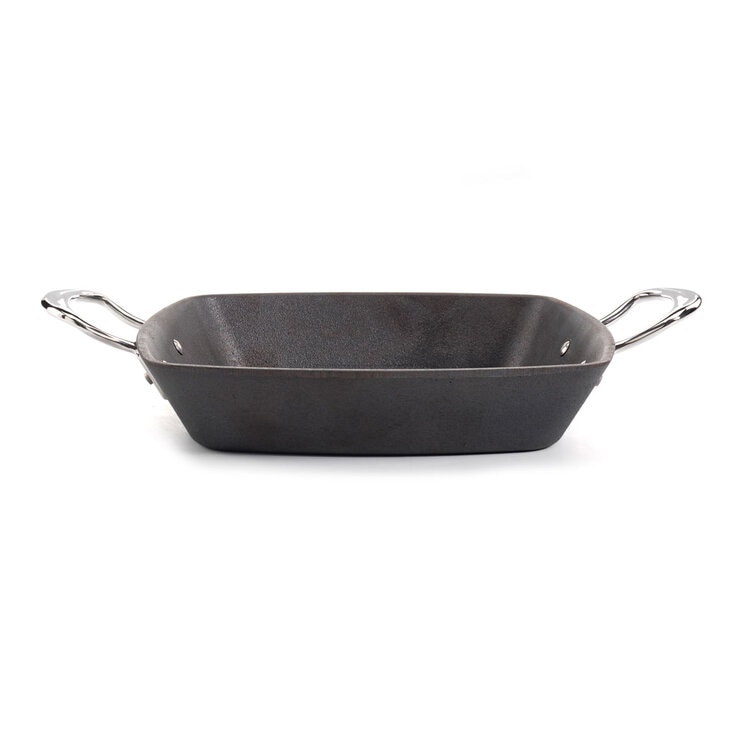 Samuel Groves Britania Cast Iron Double Handled Square Grill, 26cm Samuel Groves Britania Cast Iron Double Handled Square Grill, 26cm