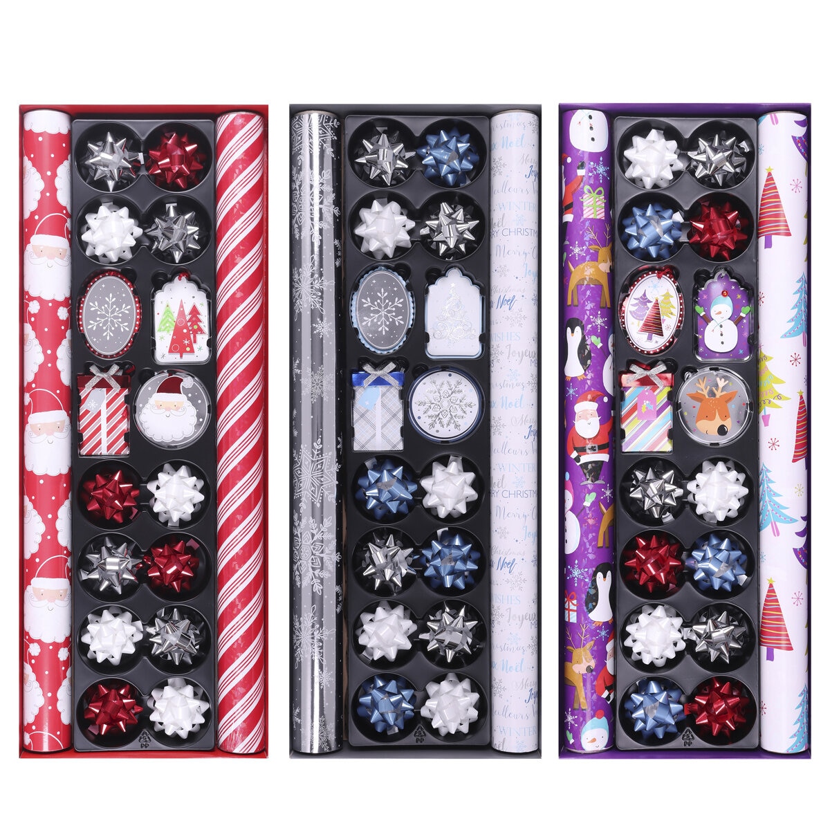 American Greetings Christmas Reversible Wrapping Paper, Red, Green,  Christmas Icons (4-Rolls, 120 Total Sq. ft.)