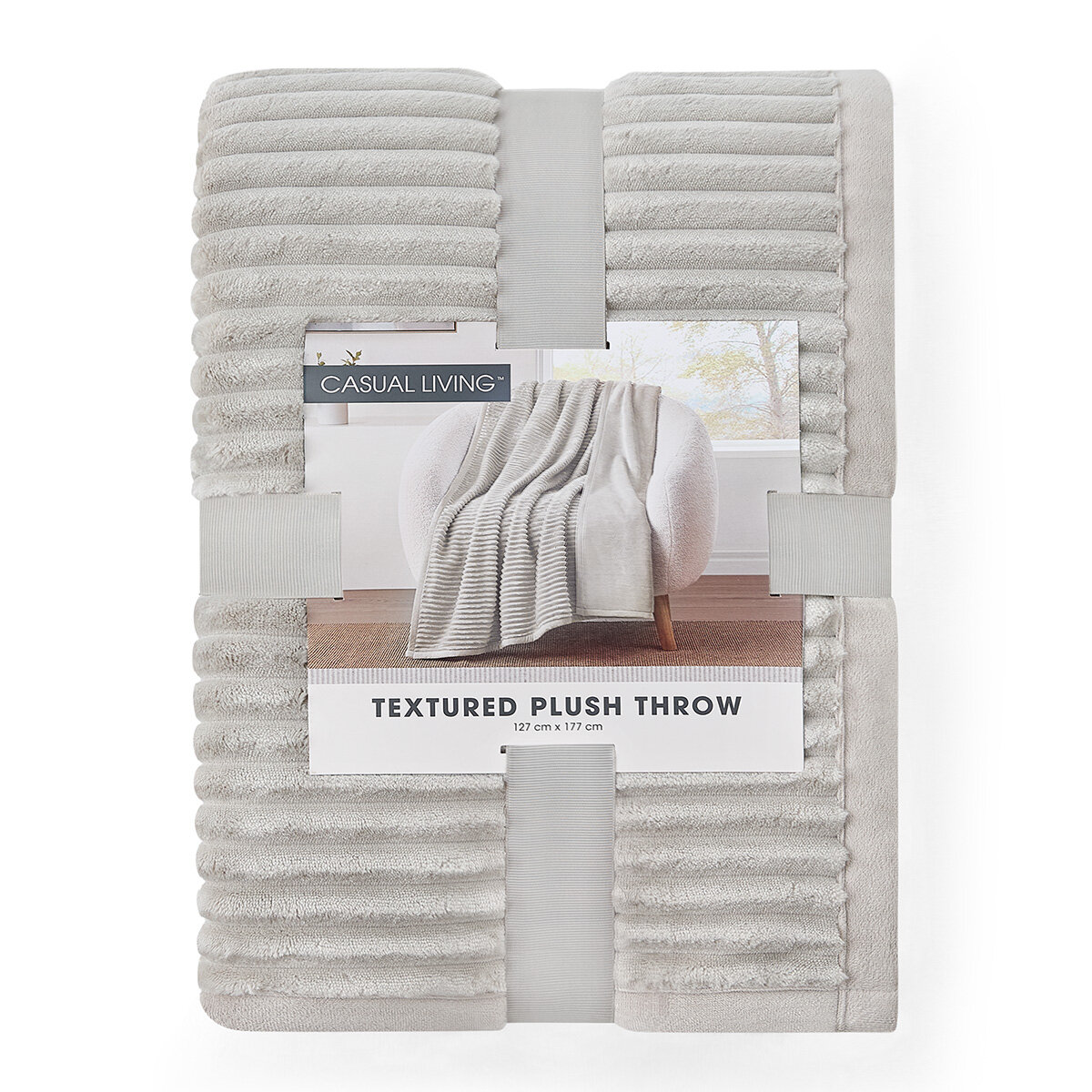 Casual Living Textured Plush Throw in Grey, 127 x 177 cm