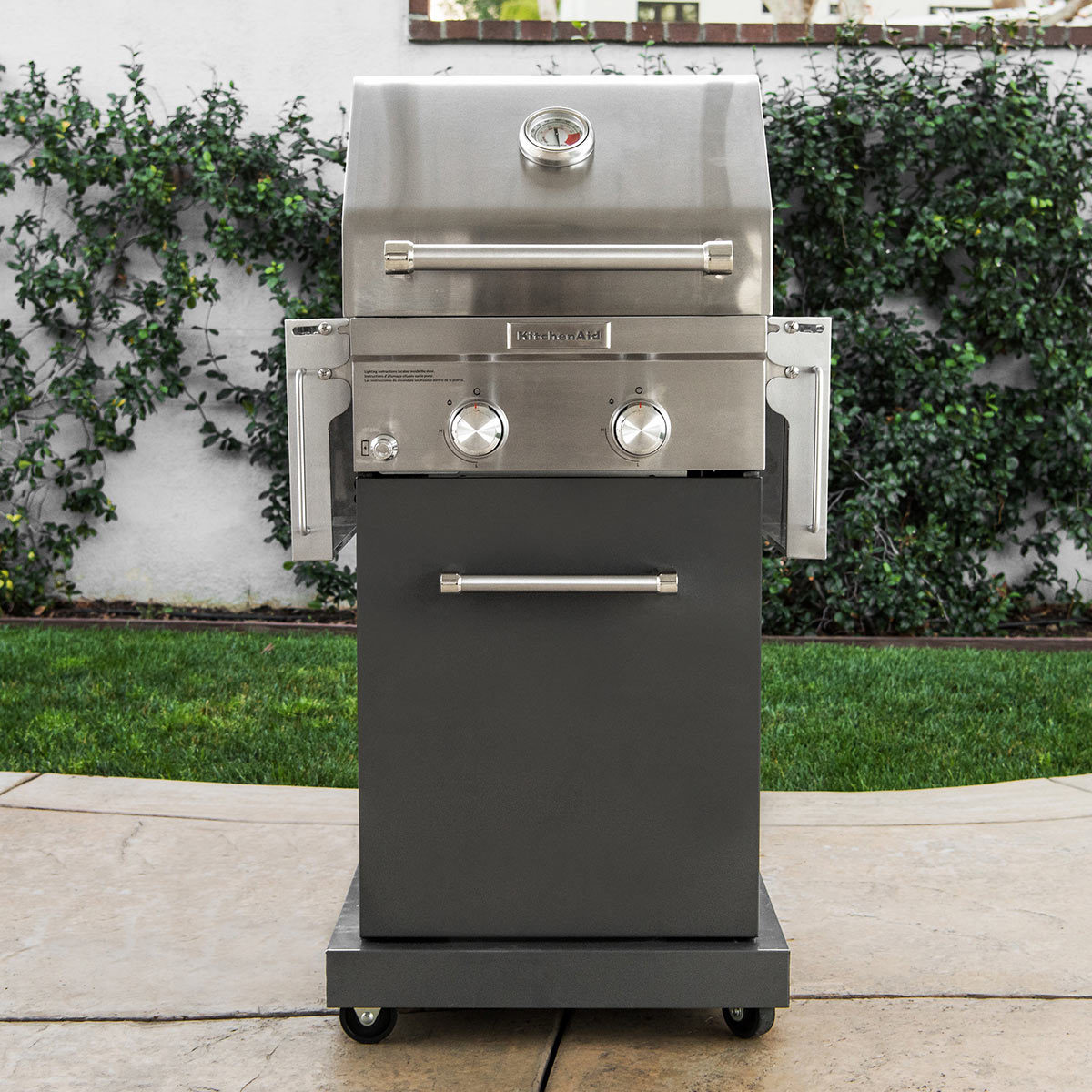 KitchenAid 2 Burner Stainless Steel Gas Barbecue + Cover Costco UK