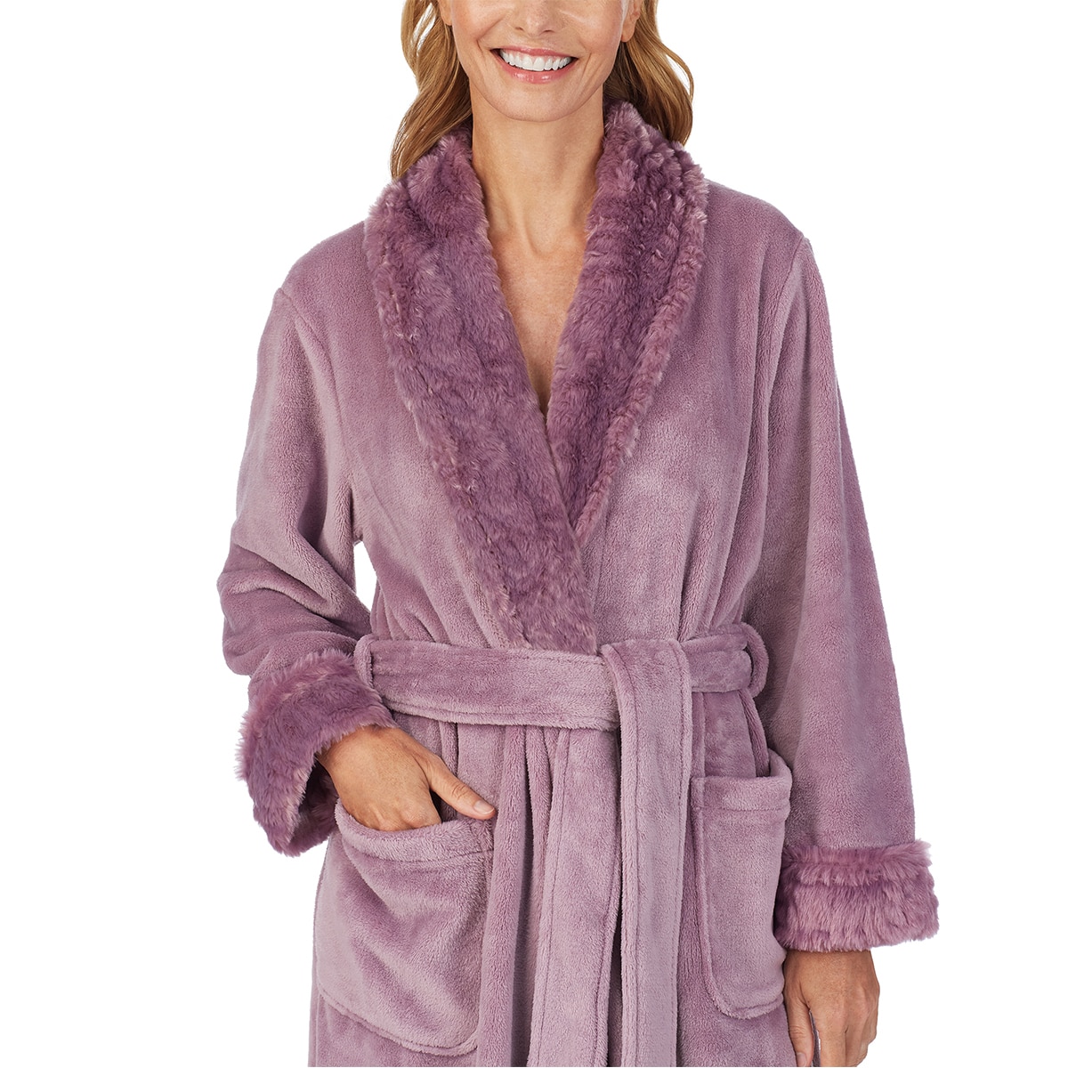 Carole Hochman Women's Plush Robe in Mauve, Large | Costco UK