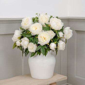 Artificial Peony & Eucalyptus Bouquet in Vase
