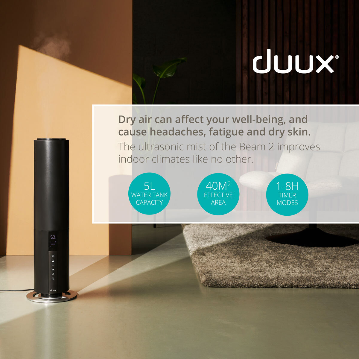 Front profile of Duux Ultrasonic humidifier