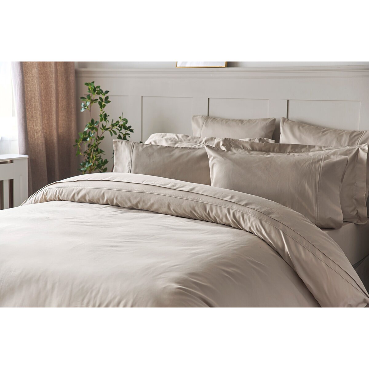 Belledorm 600 Thread Count Cotton Pillowcase 2 Pack 50 x 75 cm, Taupe
