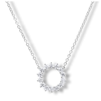 0.49ctw Round Brilliant Cut Diamond Circle Pendant, 18ct White Gold