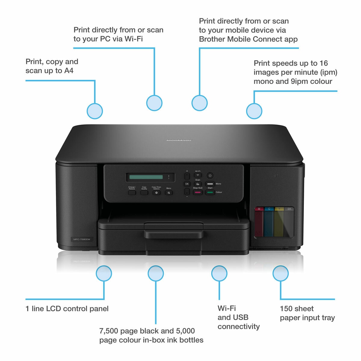 Brother 3-in-1 Ink Tank, DCP-T580DW