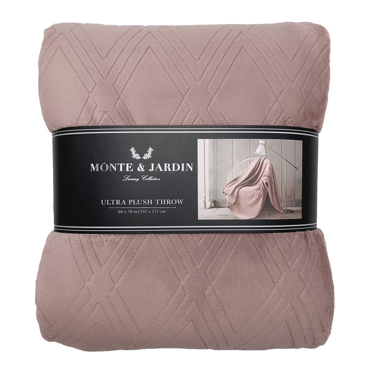 Monte & Jardin Pink Textured Ultra Plush Throw, 152 x 177cm