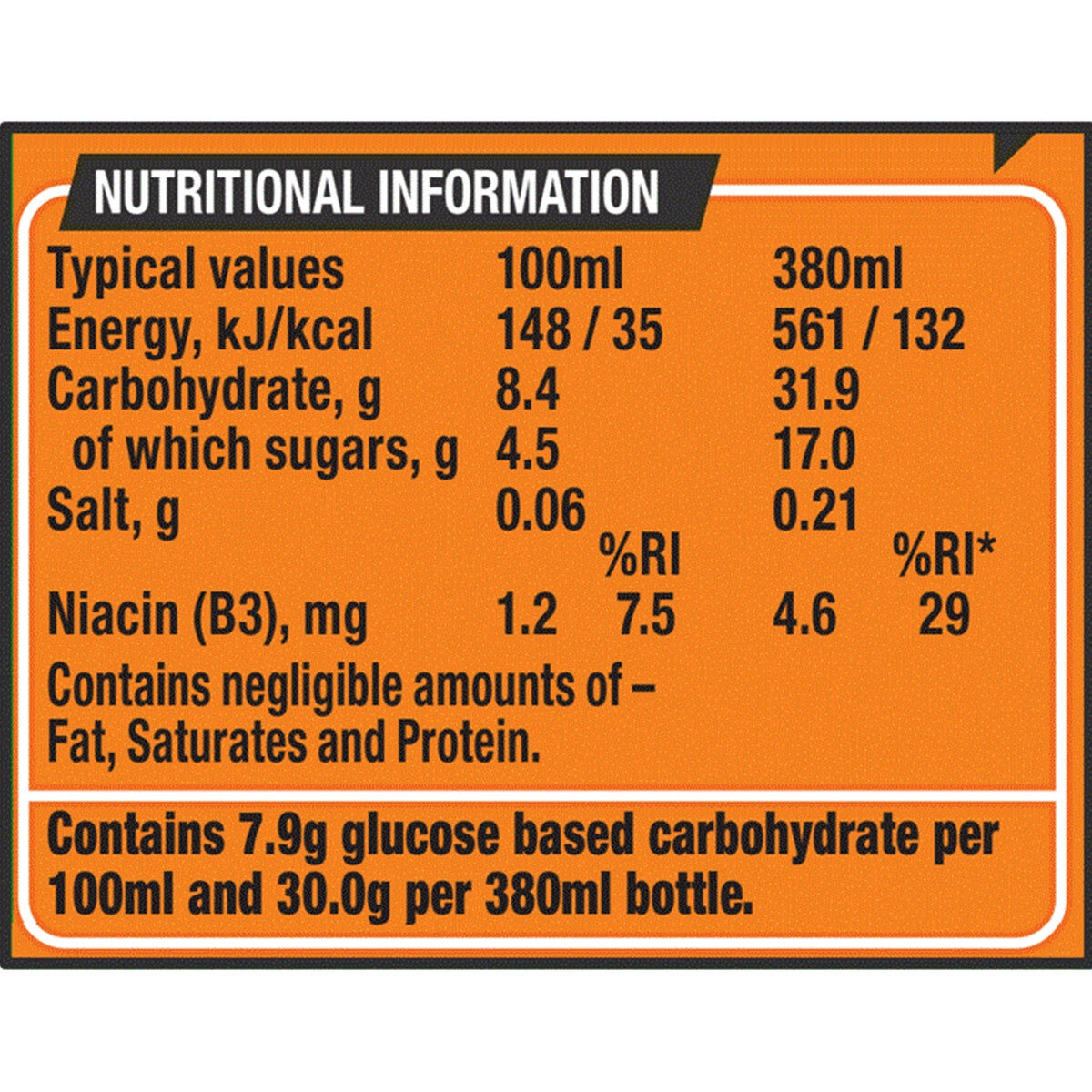 Lucozade Energy Orange, 6 x 4 x 380ml
