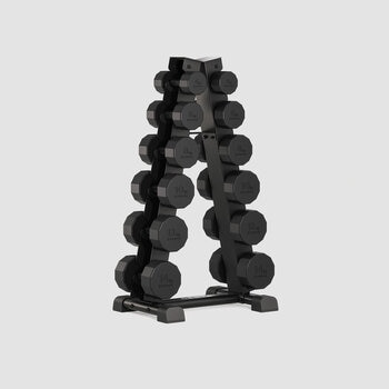 Centr 108kg Rubber Dumbbell Set with Rack