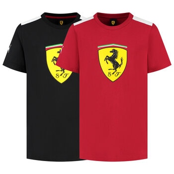 Scuderia Ferrari F1 Large Shield T-Shirt in Black or Red, 5 Sizes