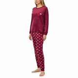 Jane & Bleecker Women's Silky Plush Pyjama Set in Burgundy Lips Jane & Bleecker Women's Silky Plush Pyjama Set in Burgundy Lips