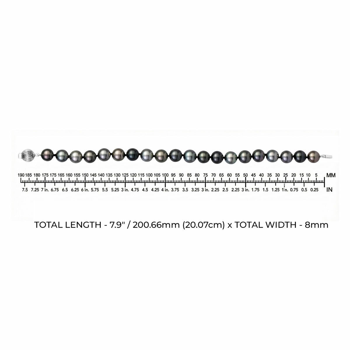 8-9mm Tahitian Pearl Bracelet, 14ct White Gold