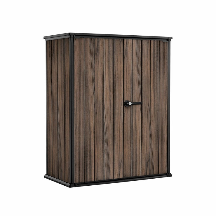 Keter Rosewood 4ft 6" x 2ft 4" (1.4 x 0.7m) 1,415 Litre Vertical Storage Shed with Shelves
