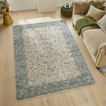 Concept Looms Liberty Cream Grey Washable Rug, in 3 Sizes