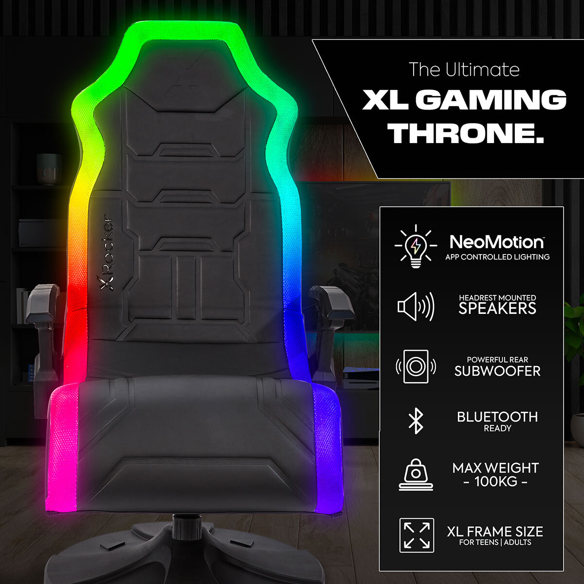 X Rocker Aurora 2.1 Bluetooth RGB Gaming Chair with LED Lights
