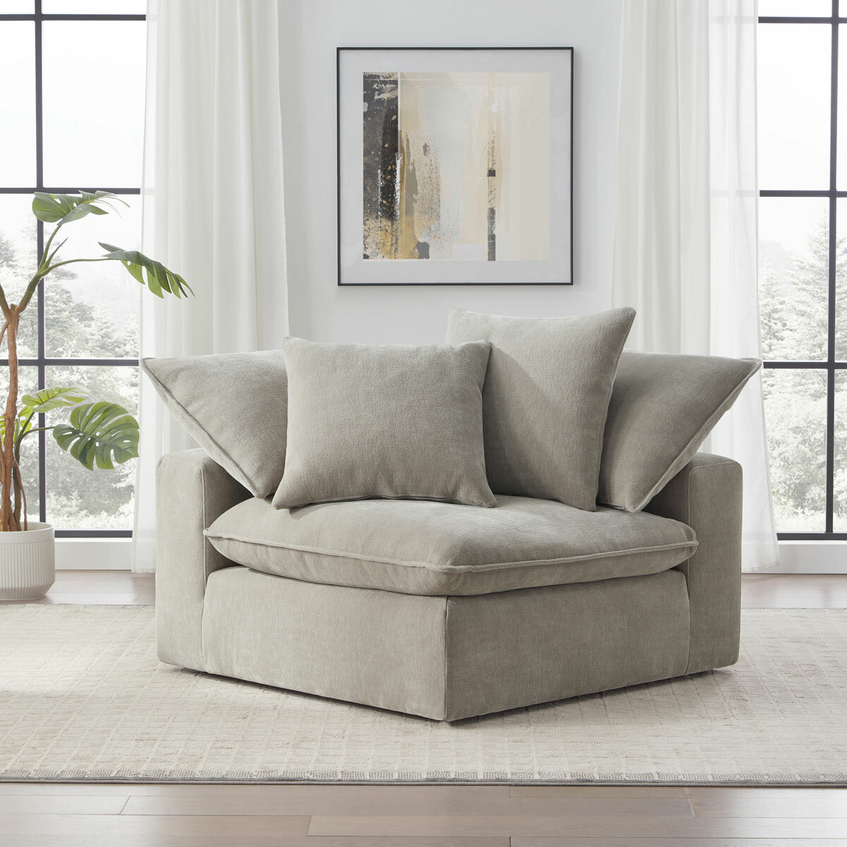 Aiden & Ivy Sereen Beige Fabric Corner Chair