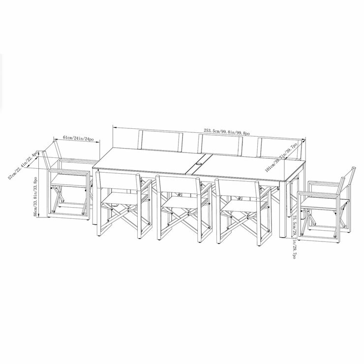 SunVilla Anchor 9 Piece Sling Dining Set + Cover