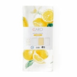 Lemon-themed print featuring whole and halved lemons, green leaves, and small white flowers on a white textured background Lemon-themed print featuring whole and halved lemons, green leaves, and small white flowers on a white textured background