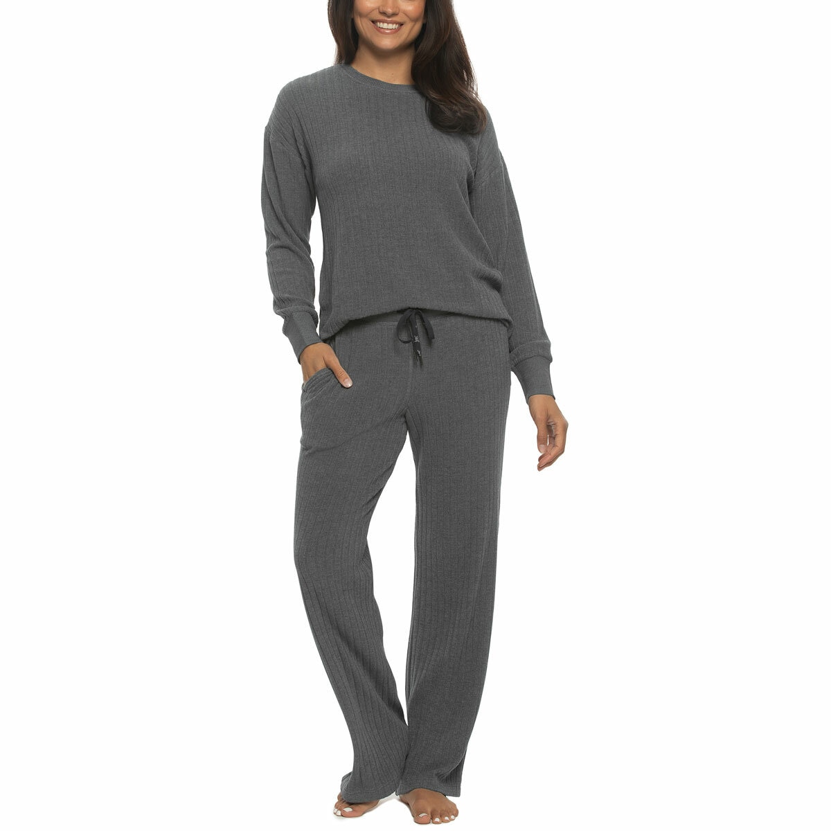 Jezebel Ladies 2 Piece Brushed Rib Lounge Set Jezebel Ladies 2 Piece Brushed Rib Lounge Set