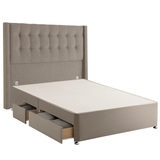 Silentnight Continental Divan Base with Bloomsbury Headboard in Sandstone, King Size