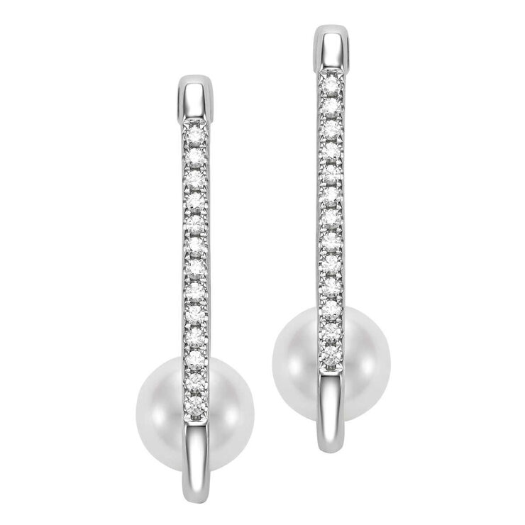 7-7.5mm Freshwater Pearl & 0.20ctw Diamond Earring 7-7.5mm Freshwater Pearl & 0.20ctw Diamond Earring