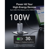 Anker Prime Charger (100W, 3 Ports, GaNPrime) with 0.9 m 240W USB-C to USB-C Cable and 1.8 m 240W USB-C to USB-C Cable