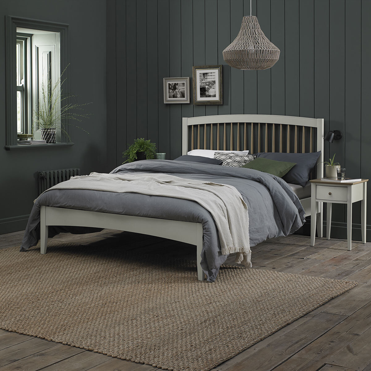 Bentley Designs Whitby Scandi Oak & Soft Grey Bed Frame, Double