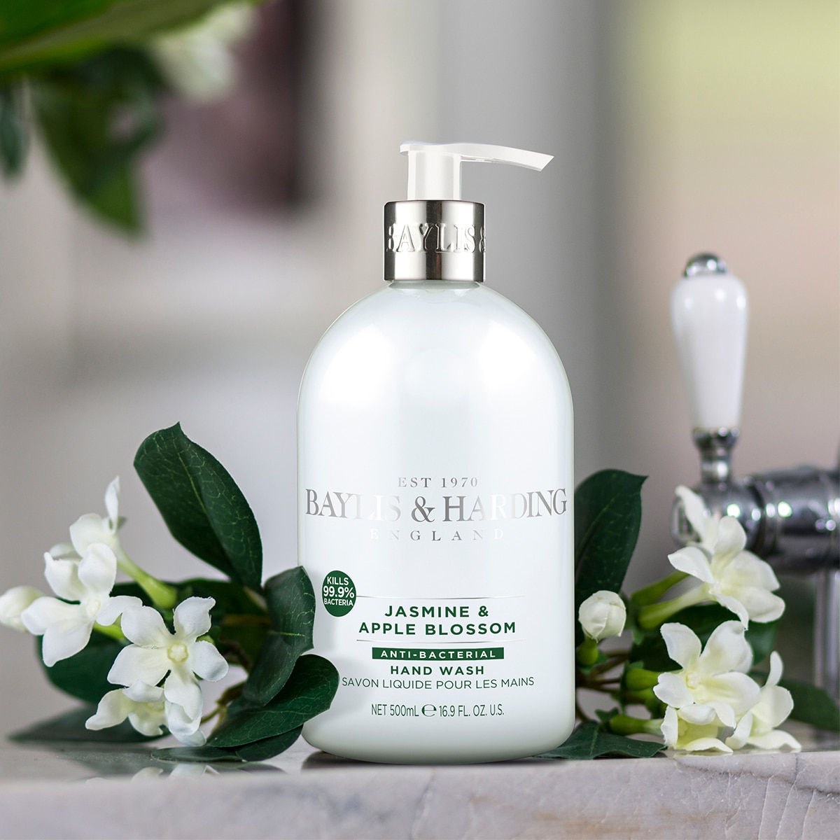 Baylis & Harding Anti-Bacterial Jasmine & Apple Blossom Hand Wash, 4 x 500ml