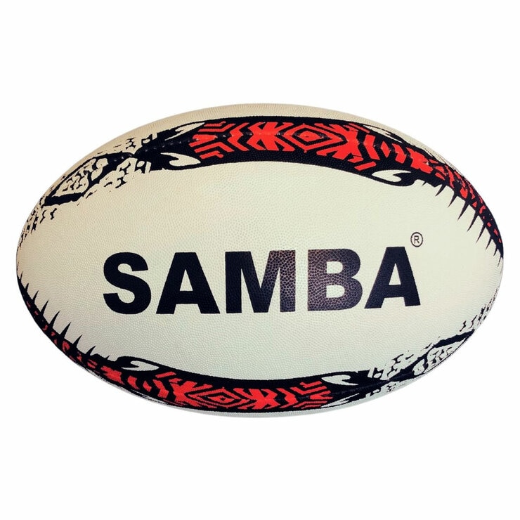 Studio image of the front of the samba rugby ball