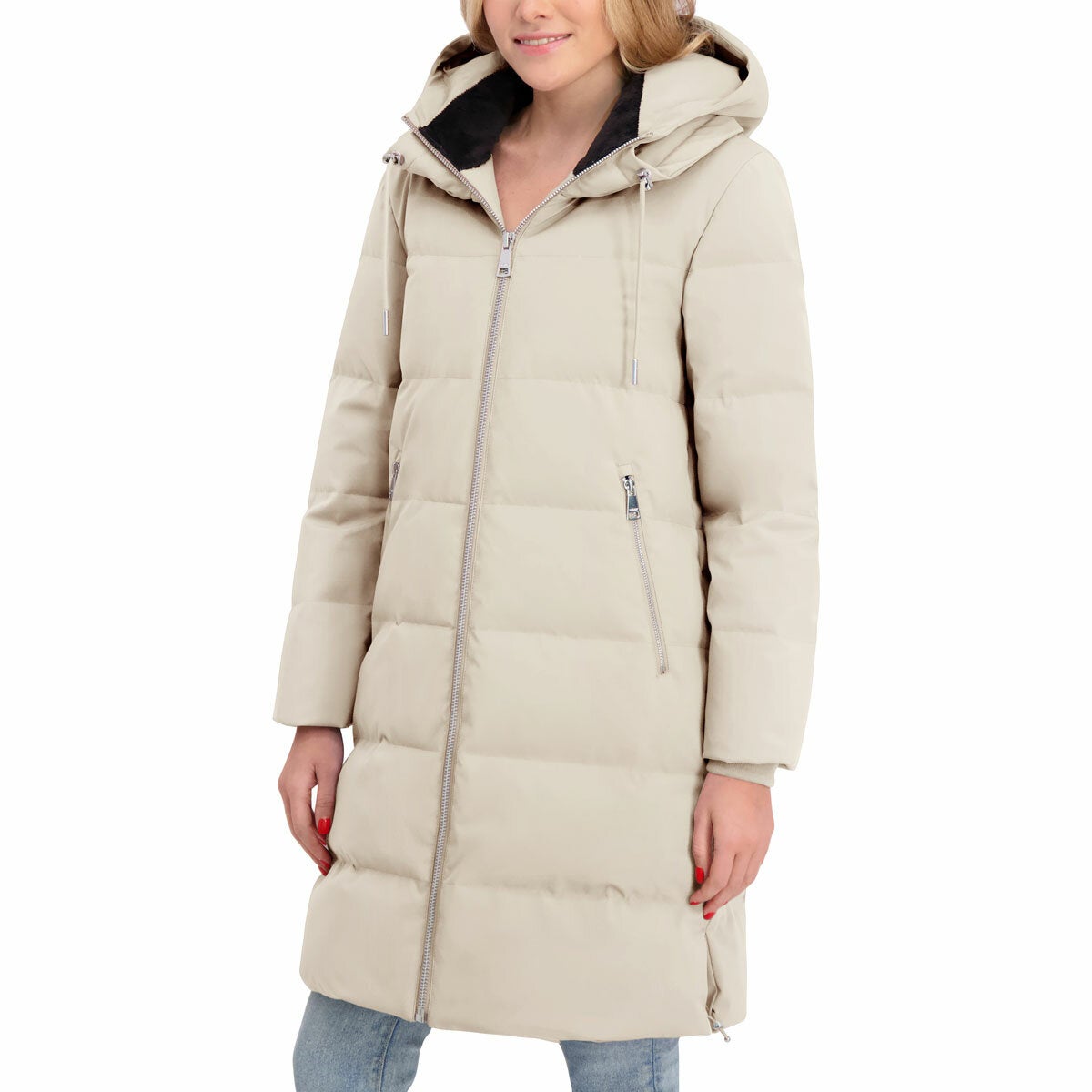 DKNY Women's Long Down Coat with Hood