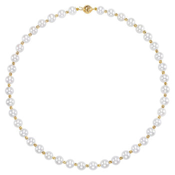 8-8.5mm Cultured Freshwater White Pearl Strand Necklace, 14ct Yellow Gold