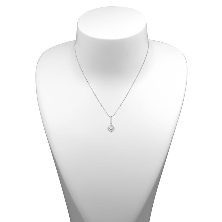 1.00ctw Princess Cut Diamond Halo Drop Pendant, 18ct White Gold 1.00ctw Princess Cut Diamond Halo Drop Pendant, 18ct White Gold