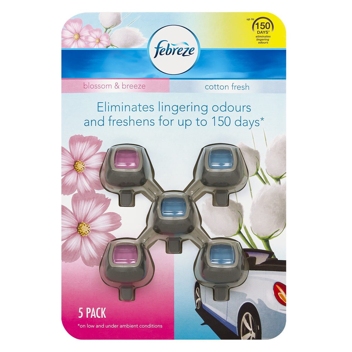 Febreze Car Clip on Air Freshener Cotton Blossom Pack of 5
