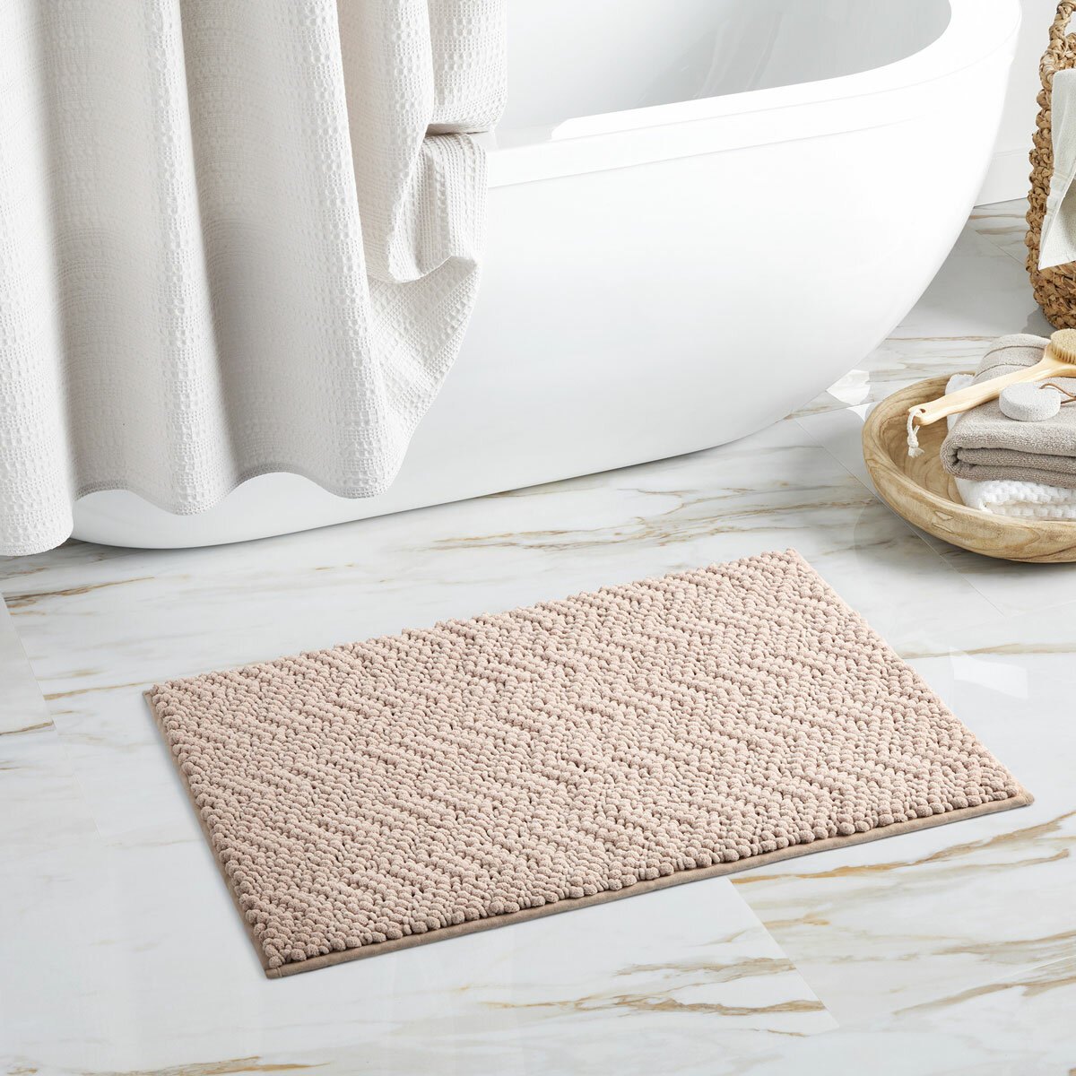 Nubby Chevron Bath Mat in 3 Colours, 56 x 91 cm