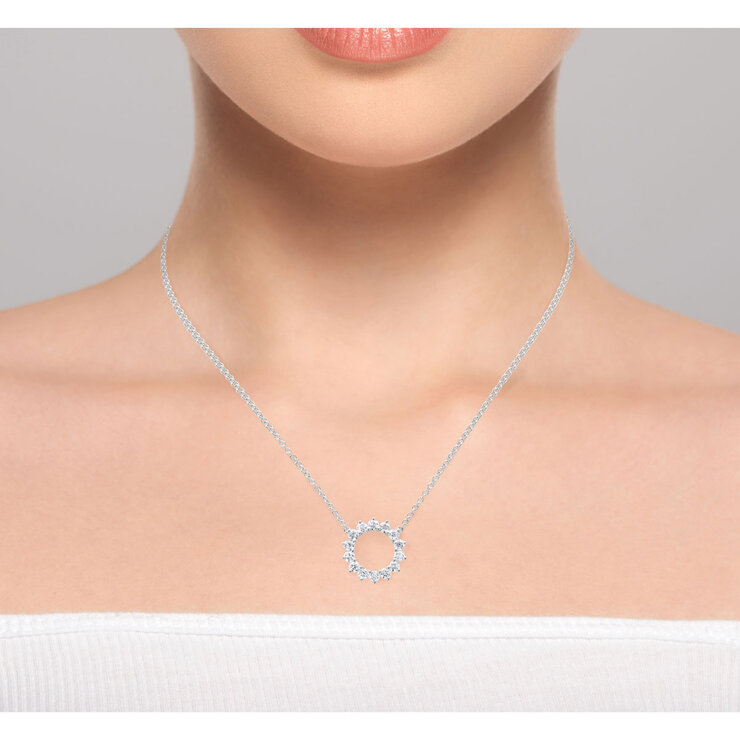 0.49ctw Round Brilliant Cut Diamond Circle Pendant, 18ct White Gold