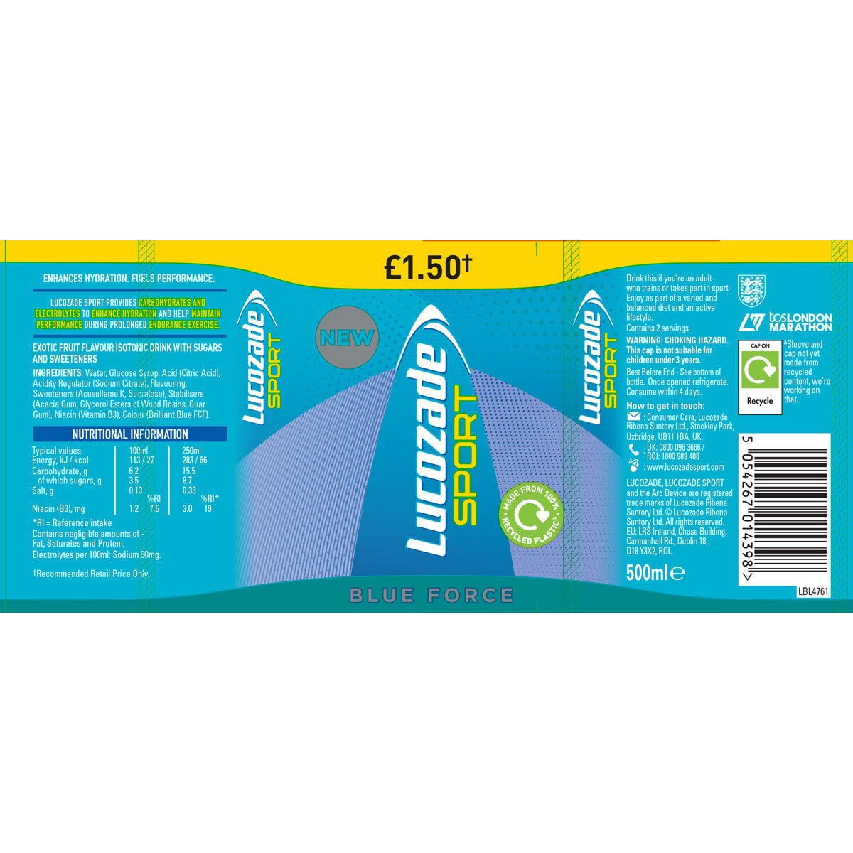 Lucozade Sport Blue Force PMP £1.50, 12 x 500ml