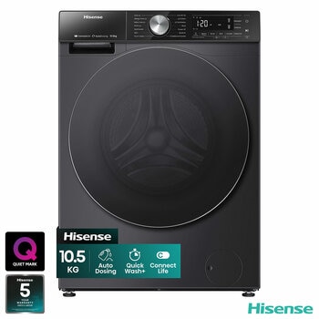 Hisense WF5S1045BB, 10.5kg 1400rpm Washing Machine, A Rated in Black