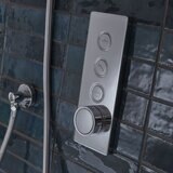 Close up image of dials in bathroom setting