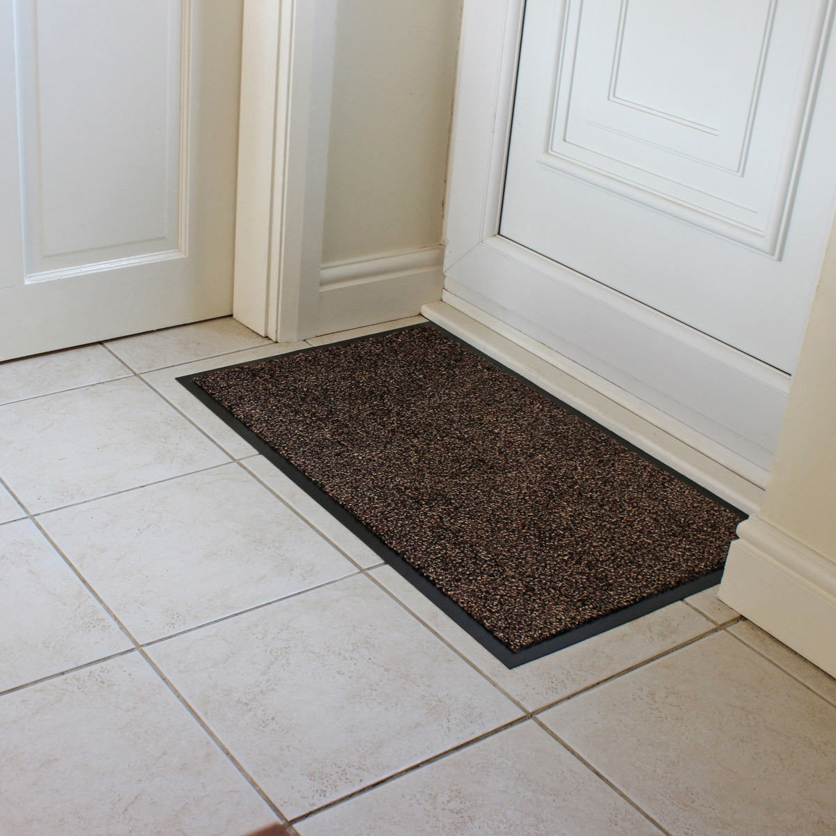 JVL Admiral Microfibre Barrier Mat in Brown, 50 x 80cm - 2 Pack