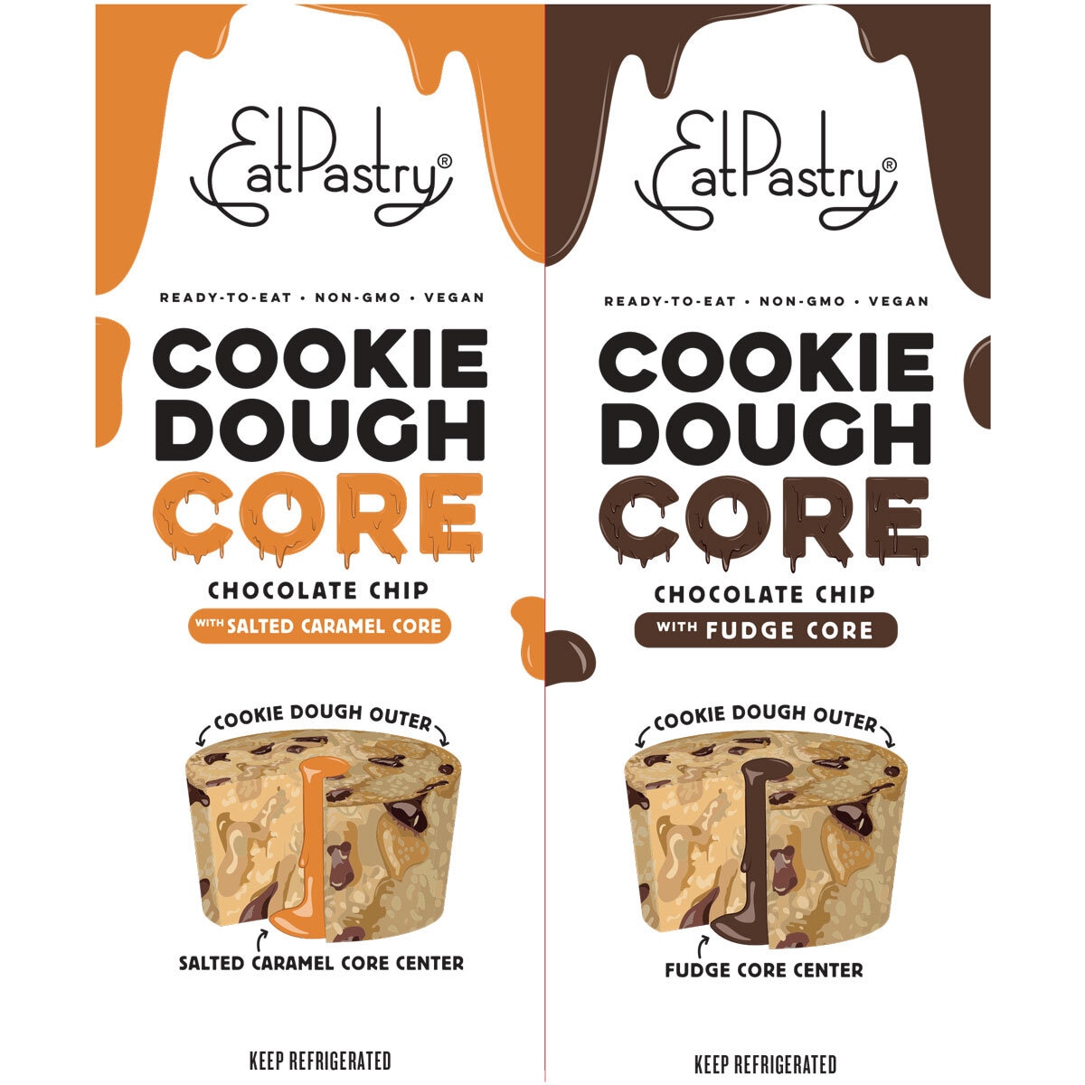 Eat Pastry Cookie Dough Core Fudge & Salted Caramel, 8 Pack