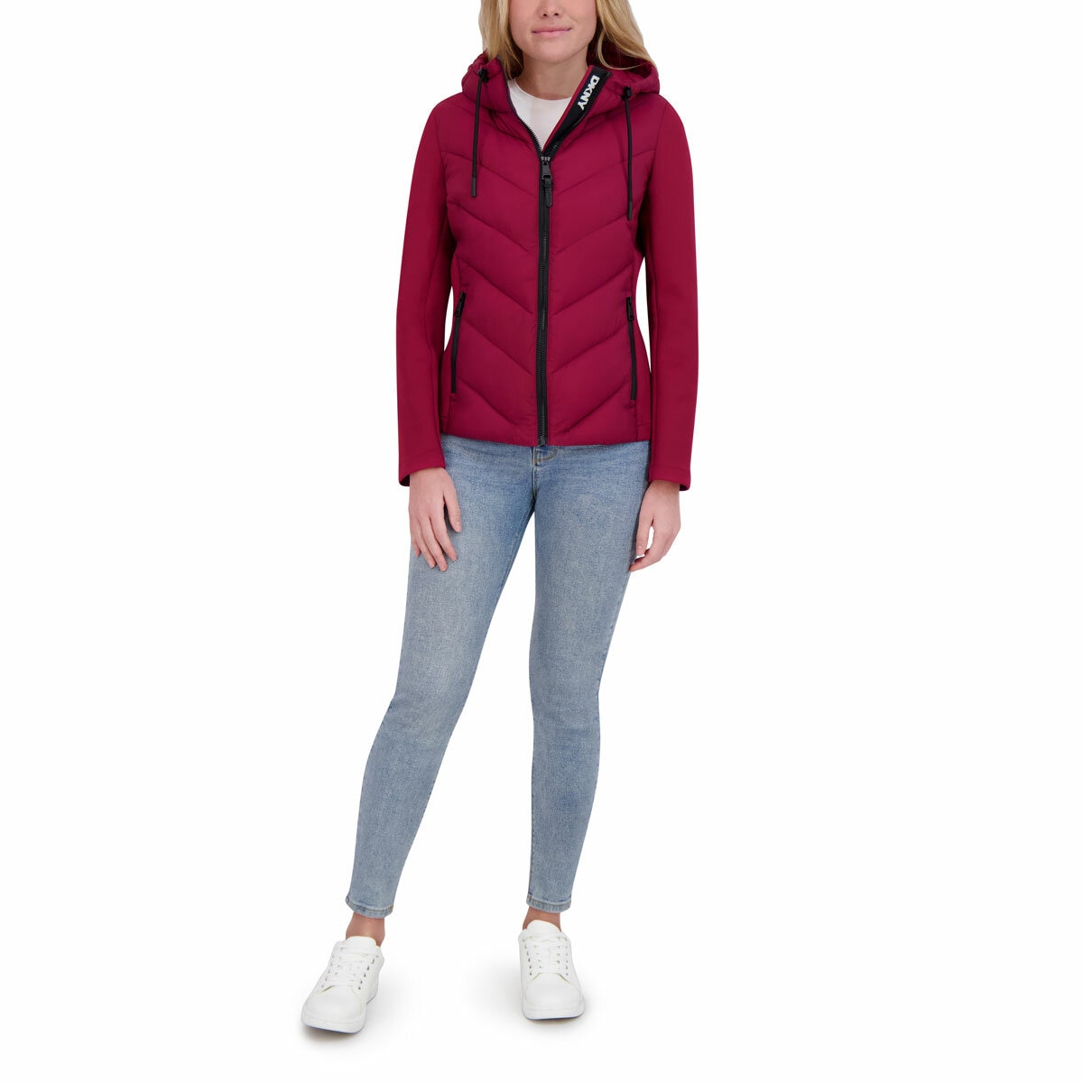 DKNY Women's Mixed Media Jacket in Red
