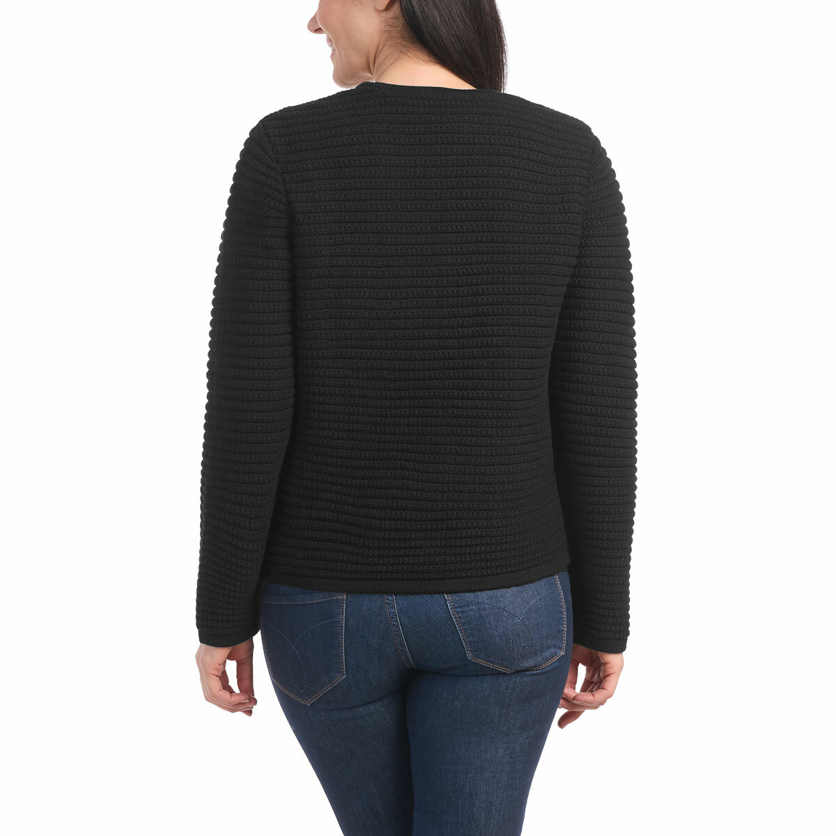 Hilary Radley Textured Knit Jacket in Black