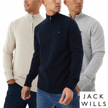 Jack Wills Men's Funnel Neck 1/2 Zip Sweater