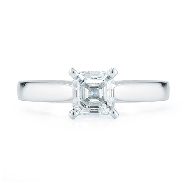 1.0ct Asscher Cut Diamond Solitaire Ring, Platinum