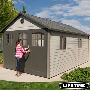 Lifetime 11ft x 18ft 6" (3.3 x 5.6m) Outdoor Storage Shed with Tri-Folding Door - Model 60236