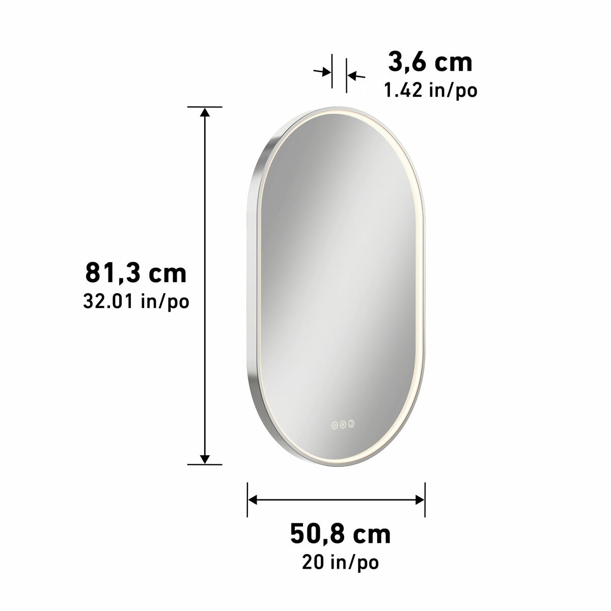 Artika Royce Oval LED Chrome Mirror with Demister Artika Royce Oval LED Chrome Mirror with Demister