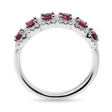 Round Cut Ruby & 0.30ctw Diamond Ring, 14ct White Gold