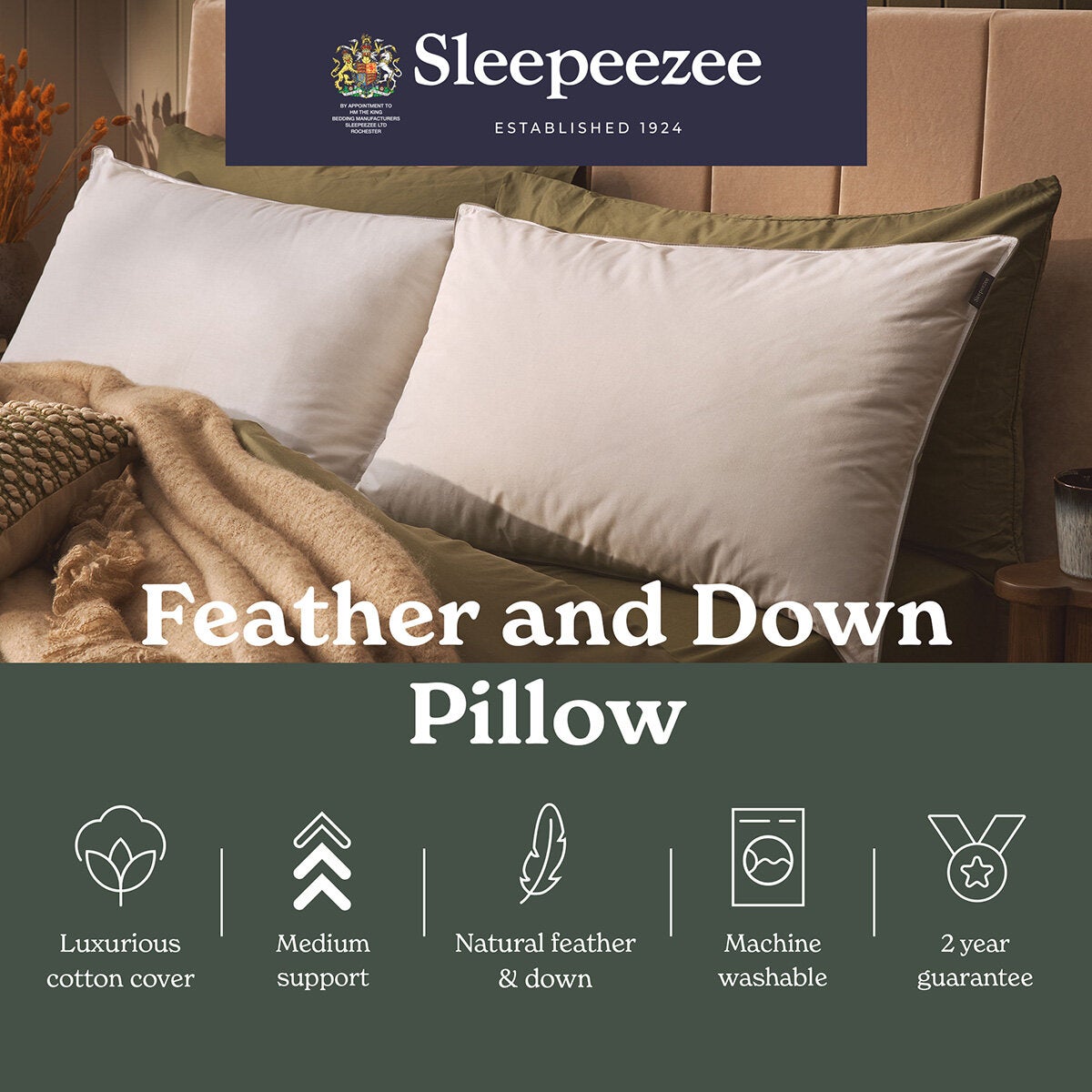 Sleepeezee Natural Comfort Feather & Down Pillow, 48 x 74 cm Sleepeezee Natural Comfort Feather & Down Pillow, 48 x 74 cm