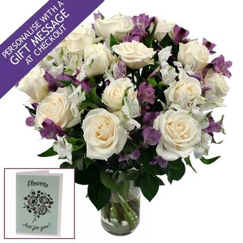 34 Stem Colombian Rose & Alstroemeria Flower Bouquet with Greetings Card